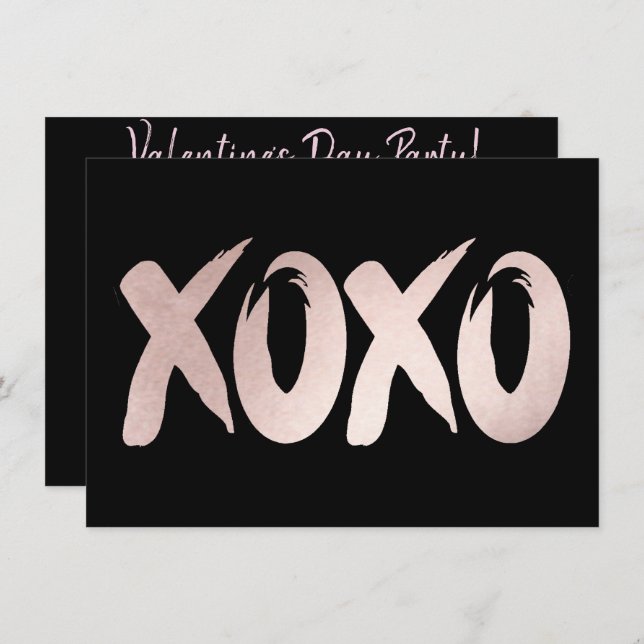 XOXO  Rosa | Chic Brushstroke Valentines day Inbjudningar (Fram/baksida)