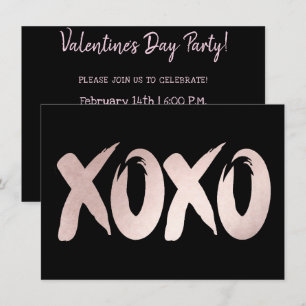 XOXO  Rosa   Chic Brushstroke Valentines day Inbjudningar
