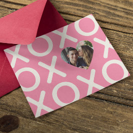 XOXO Rosa Foto Hjärta Kärlek Julkort
