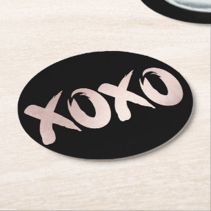 XOXO Rosa Handskript för släppt pensel Underlägg Papper Rund