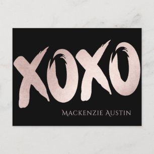 XOXO  Rosa   Handskrivet penselskript tomt Vykort