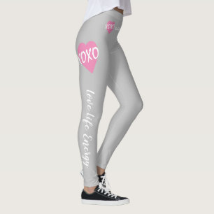 XOXO Rosa Heart White XOXO Hugs Kisses Grått Leggings