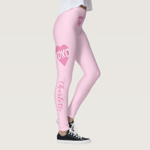 XOXO Rosa Heart White XOXO Hugs Kisses Rosa Leggings