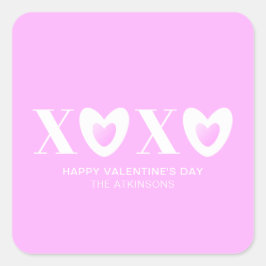 XOXO rosa lilac hearts typography modern söt Fyrkantigt Klistermärke