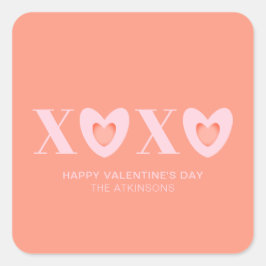 XOXO-rosa och persikorna, typografi modern söt Fyrkantigt Klistermärke