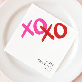 XOXO Rosa och Red Hugs och Kisses Galentine Party Pappersservett