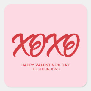 XOXO rosa Red, söt, modern anpassningsbar valentin Fyrkantigt Klistermärke