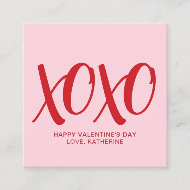 XOXO rosa Red, söt, modern anpassningsbar valentin Tilläggskort (Framsida)