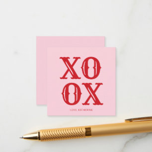 XOXO rosa Red Söt typography-personlig Tilläggskort