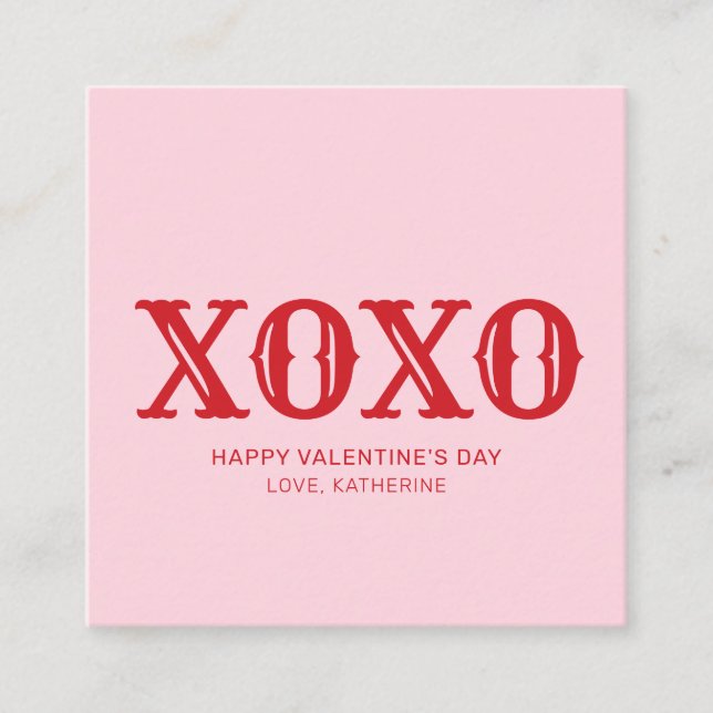 XOXO rosa red typography Söta valentins Day Tilläggskort (Framsida)
