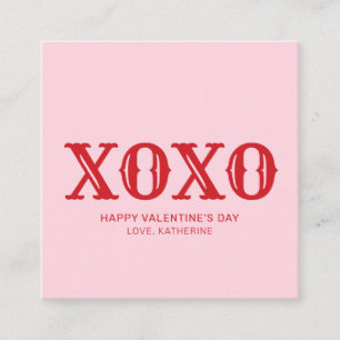 XOXO rosa red typography Söta valentins Day Tilläggskort
