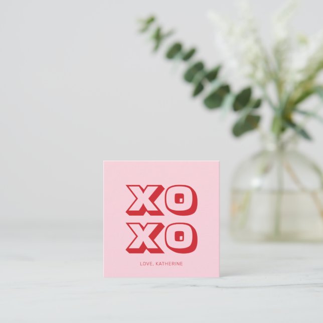 XOXO rosa röd modern fet rolig typografi anpassad Tilläggskort (Stående Fram)