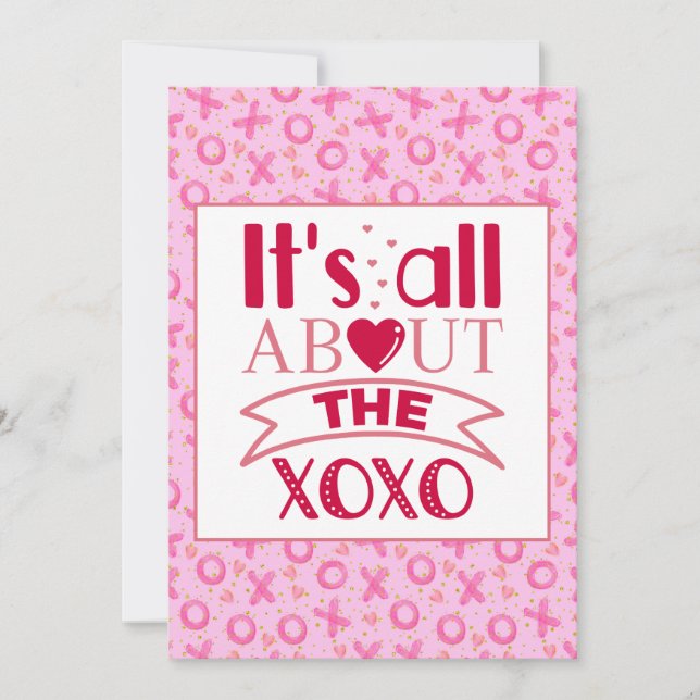 XOXO Rosa Rött Sött Hjärtas Alla Hjärtans Dag häls Julkort (Framsida)