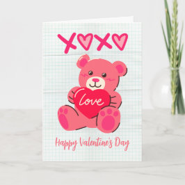 XOXO Rosa Teddybjörn Kärlek Hjärtan Alla Hjärtans  Kort
