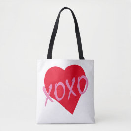 XOXO Rosa Valentine Red Heart Modern White Tygkasse