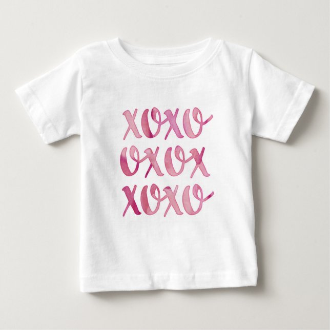 xoxo rosa vattenfärgstypografi-ungar T-shirt (Framsida)