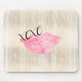 XOXO Rosa Watercolor Läppar Musmatta