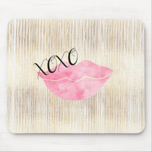 XOXO Rosa Watercolor Läppar Musmatta