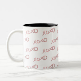 XOXO Rose Guld Modern Falsk Folie Glans Glam Chic Två-Tonad Mugg