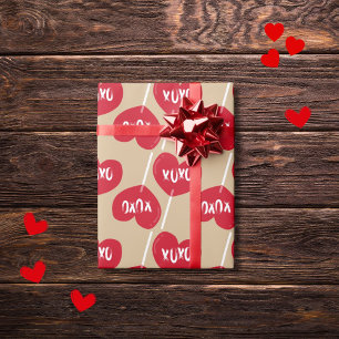 XOXO rött hjärta lollipop på guld Presentpapper