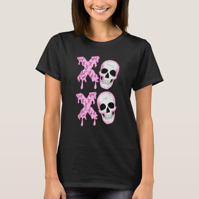 Xoxo Skeleton Skull Horror Anti Valentine's Day Me T Shirt (Framsida)