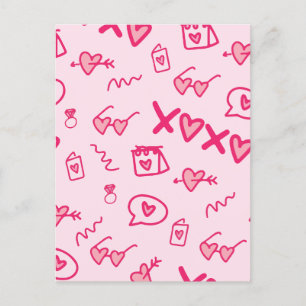 Xoxo-solglasögon rosa i ring sömlös mönster helg vykort