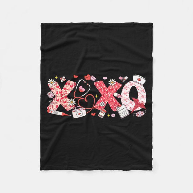 Xoxo Stethoscope Valentine Rn Pct Cna Nurse Nurse  Fleecefilt (Framsidan)