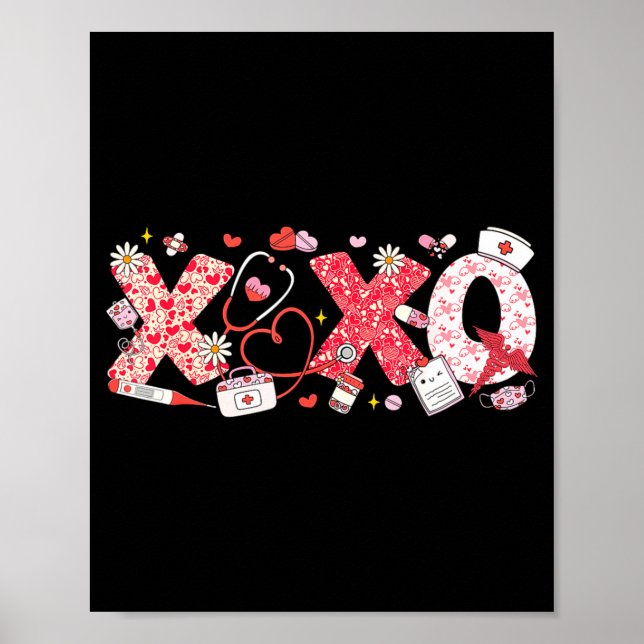 Xoxo Stethoscope Valentine Rn Pct Cna Nurse Nurse  Poster (Framsidan)