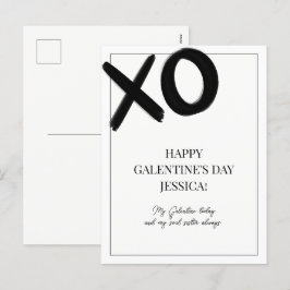 XOXO Svartvit Bestie Namn Galentine's Day Helg Vykort