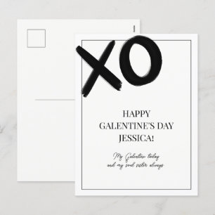 XOXO Svartvit Bestie Namn Galentine's Day Helg Vykort