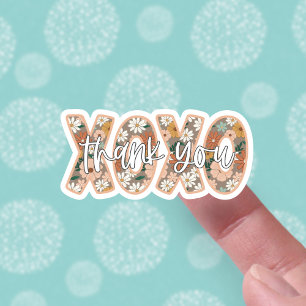 XOXO Tack Cute Boho Blommigt Script Overlay Klistermärken