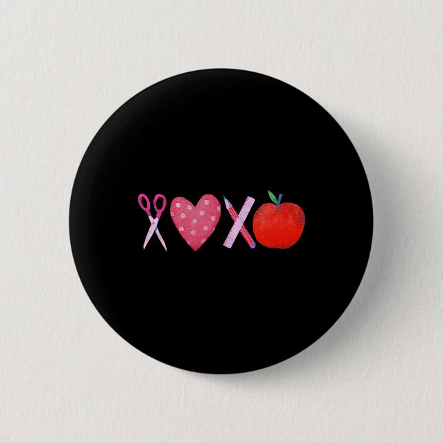 Xoxo Teacher Valentine's Day Pencil And Apple 1  Knapp (Framsida)