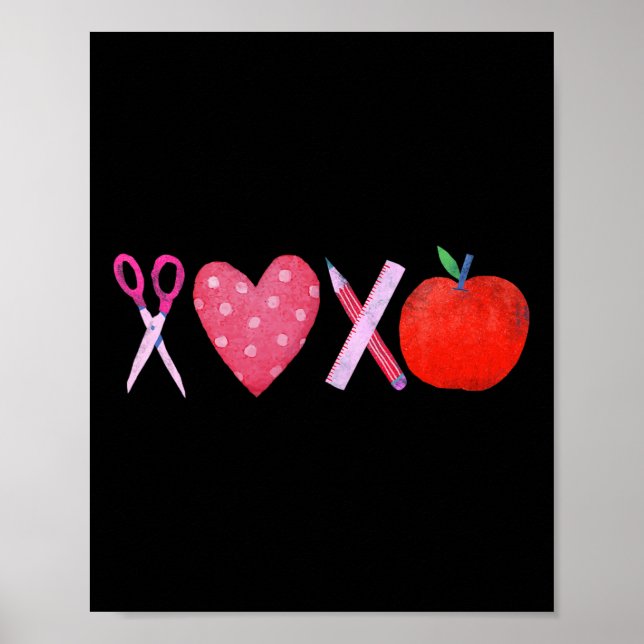 Xoxo Teacher Valentine's Day Pencil And Apple 1  Poster (Framsidan)