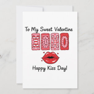 XOXO Till min söta Valentine - Glad Kyssdag Läppar Julkort
