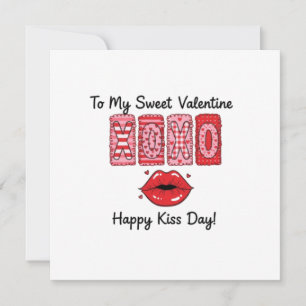 XOXO Till min söta Valentine - Glad Kyssdag Läppar Kort