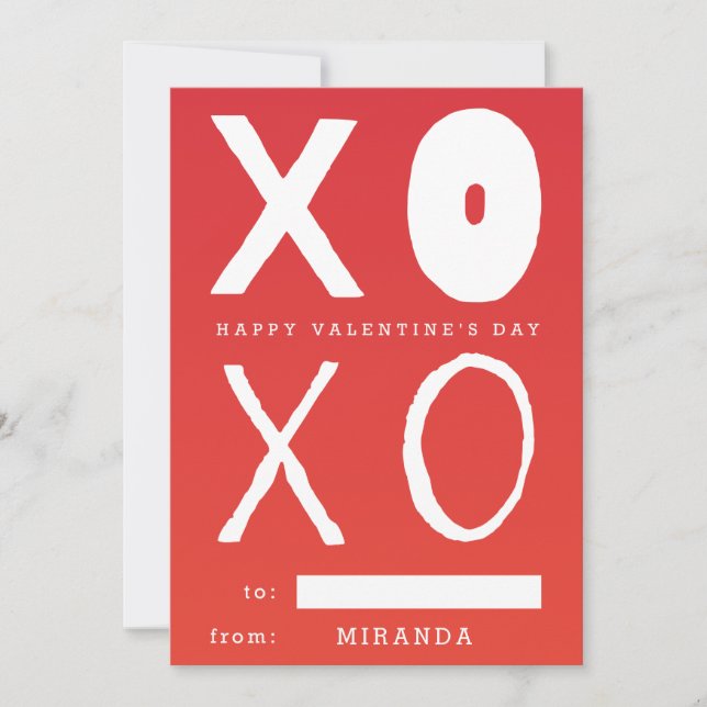 XOXO Typography Red Valentines day Classroom Julkort (Framsida)