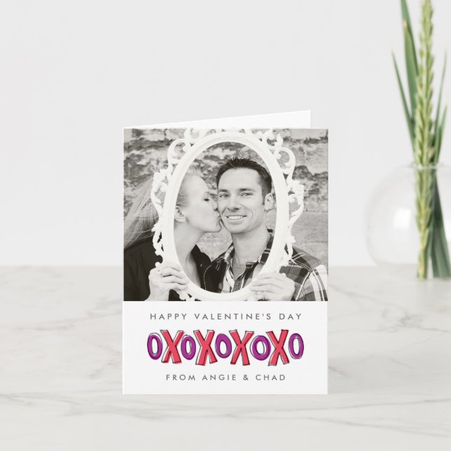 XOXO-valentin fotoet för dag noterar kortet Helgkort (Framsida)