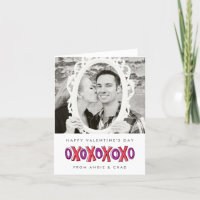 XOXO-valentin fotoet för dag noterar kortet