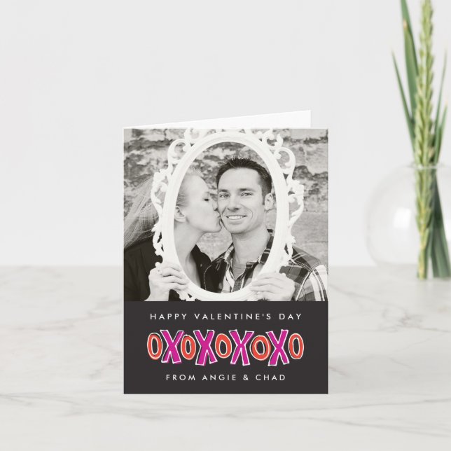 XOXO-valentin fotoet för dag noterar kortet Helgkort (Framsida)