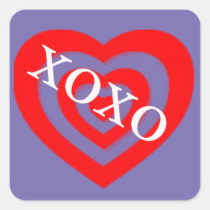 XOXO Valentindagen Heart Fyrkantigt Klistermärke