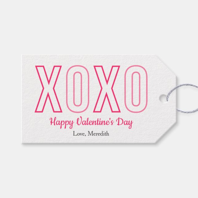 XOXO Valentindagen Heart Mönster Gift-Märkre Presentetikett (Framsidan (Horisontell))