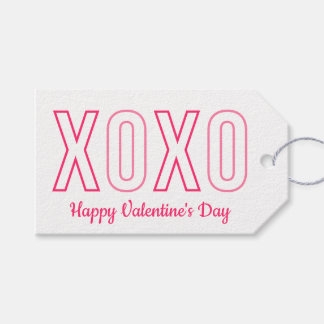 XOXO Valentindagen Rosa och vita Märkre Presentetikett