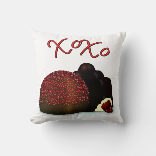 XOXO Valentine Bonbon och Mörk Chocolate Kudde (Framsida)