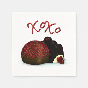 XOXO Valentine Bonbon och Mörk Chocolate Pappersservett