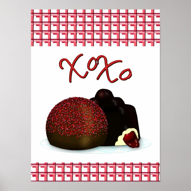 XOXO Valentine Bonbon och Mörk Chocolate Poster (Framsidan)