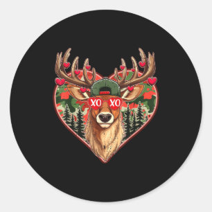 Xoxo valentine buck camo hjort retro jakt runt klistermärke