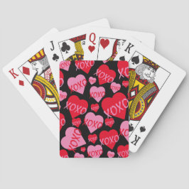 XOXO Valentine Rosa Red Heart Mönster Black Casinokort