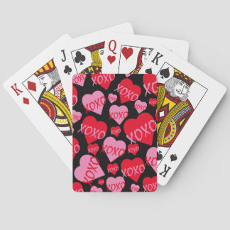 XOXO Valentine Rosa Red Heart Mönster Black Casinokort