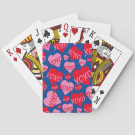 XOXO Valentine Rosa Red Heart Mönster Blue Casinokort