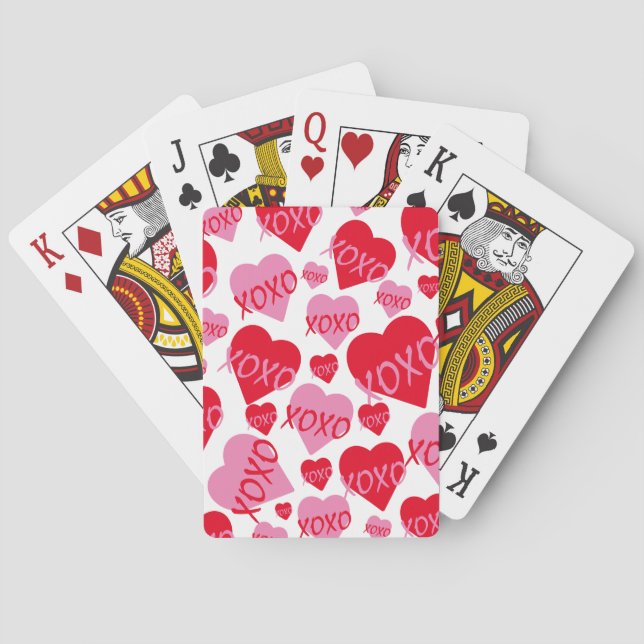 XOXO Valentine Rosa Red Heart Mönster Casinokort (Baksidan)